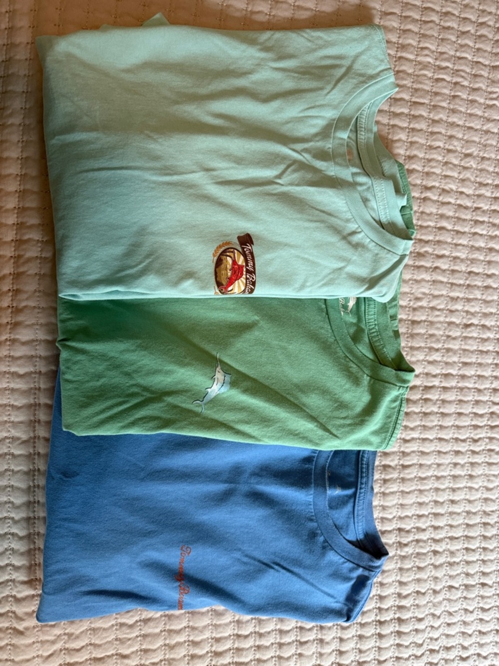 Mens Short-Sleeve Tee - Tommy Bahamas Mint, Green, Blue set of 3